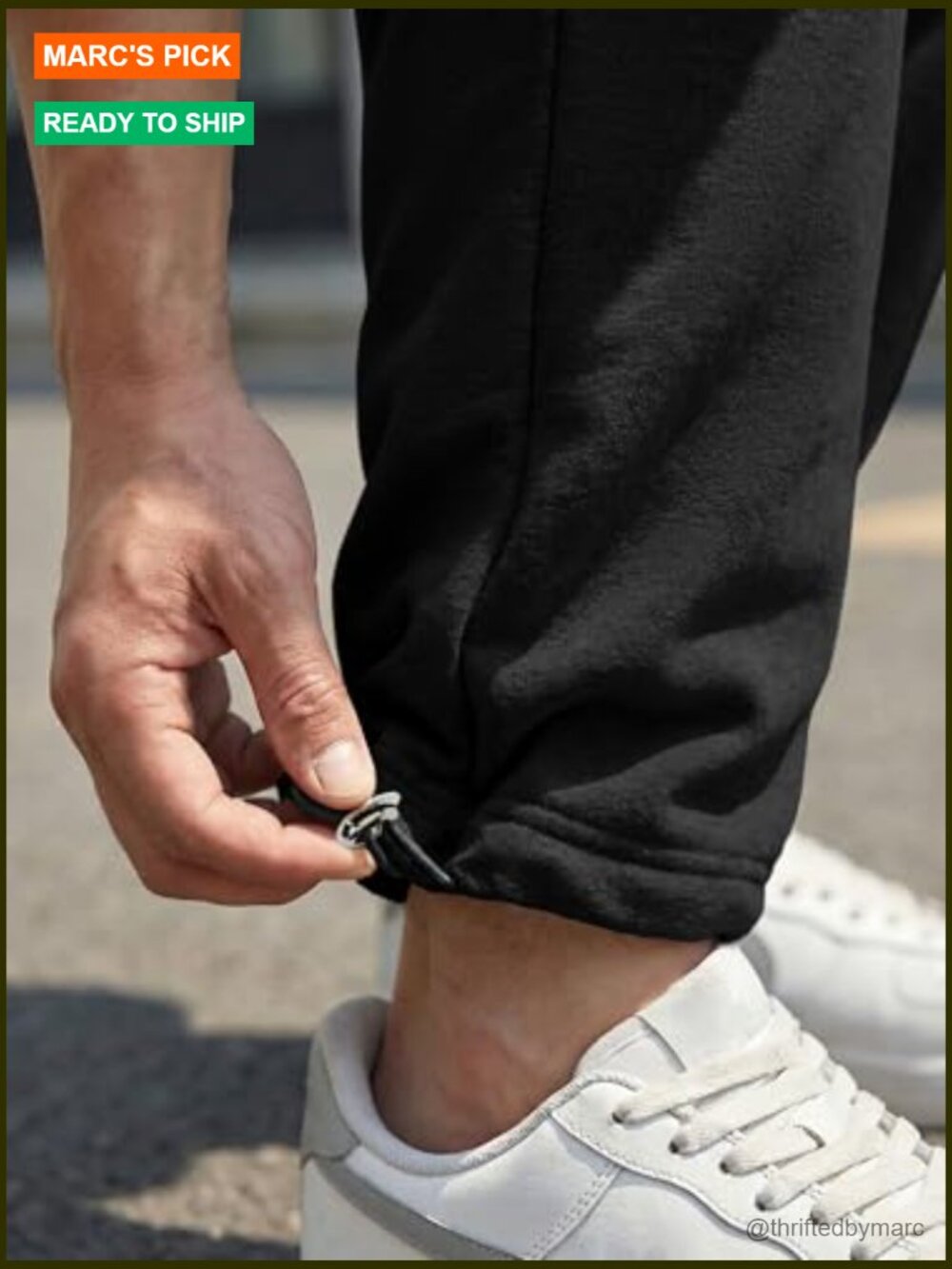 Men's Baggy Wide Leg Cargo Sweatpants Drawstring Ankles Adjustable - Picture 5 of 7